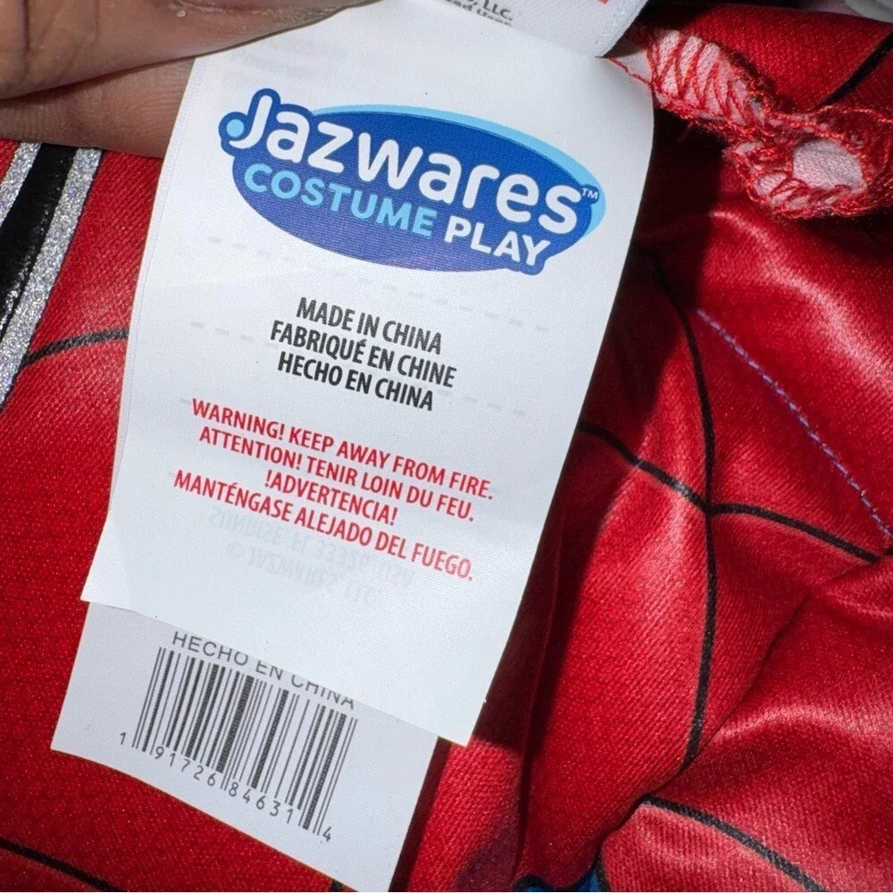 Marvel Superhero Costume Red Blue Spider Man One‎ Piece & Mask Kids Size Medium